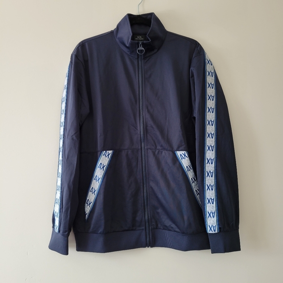 Armani exchange logo tape track jacket Navy nwt M - Picture 1 of 7